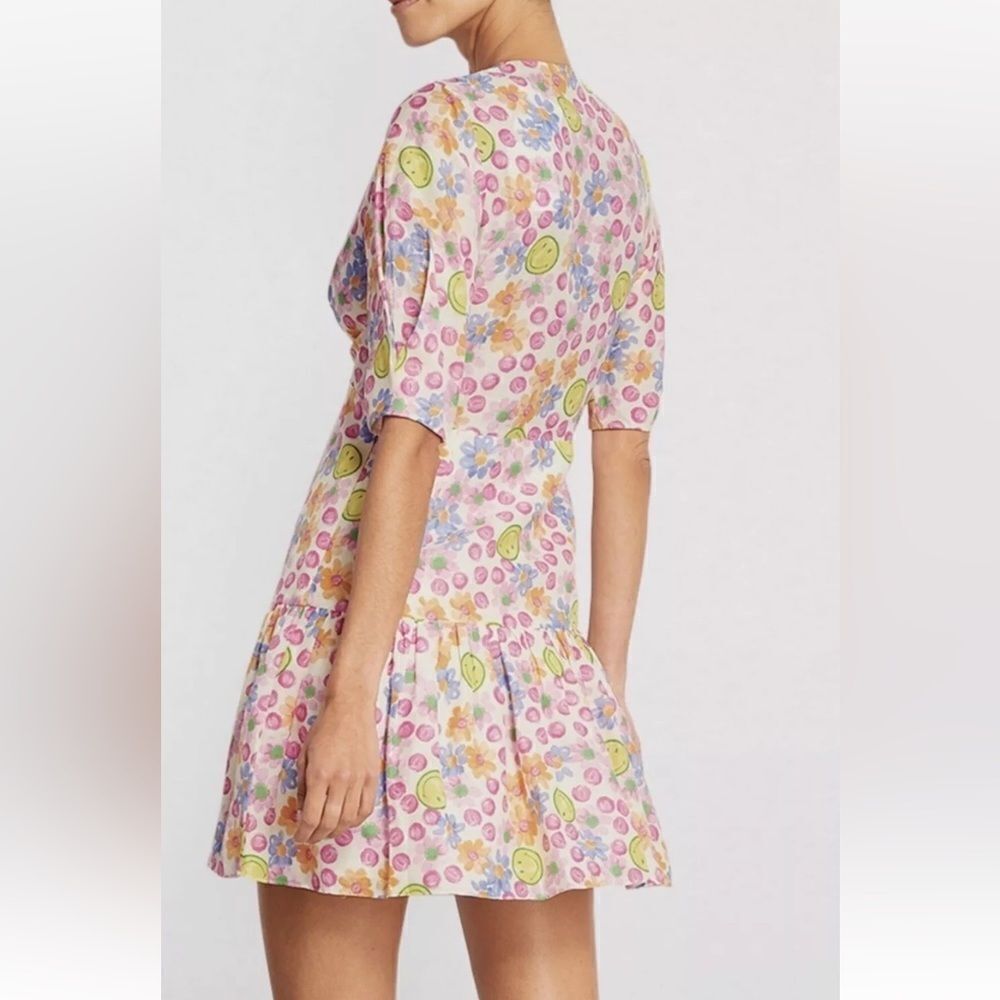 Sandro París Smiley Mini Dress Multicolored Short Sleeve Sz 34 US XS NWT - Picture 2 of 16